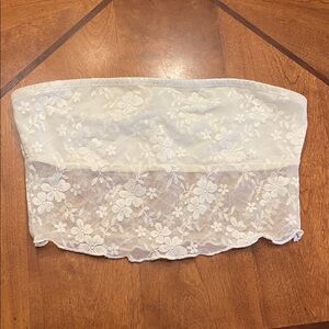 White Lace Strapless Top